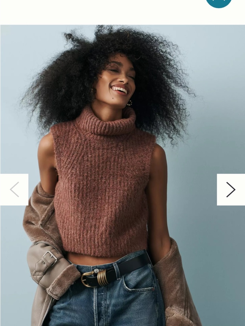 Anthropologie “self contract” Sleeveless Turtleneck Crop Sweater in Rust